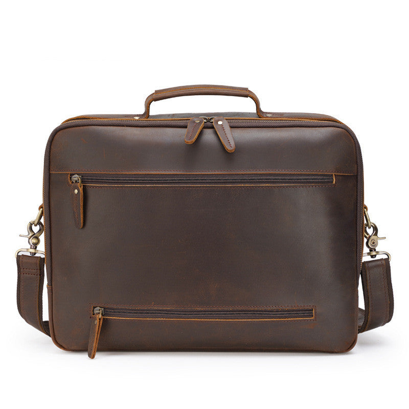 vintage crazy horse leather mens briefcase laptop bag