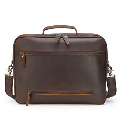 vintage crazy horse leather mens briefcase laptop bag