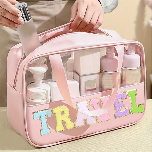 large capacity portable translucent womens cosmetic bag