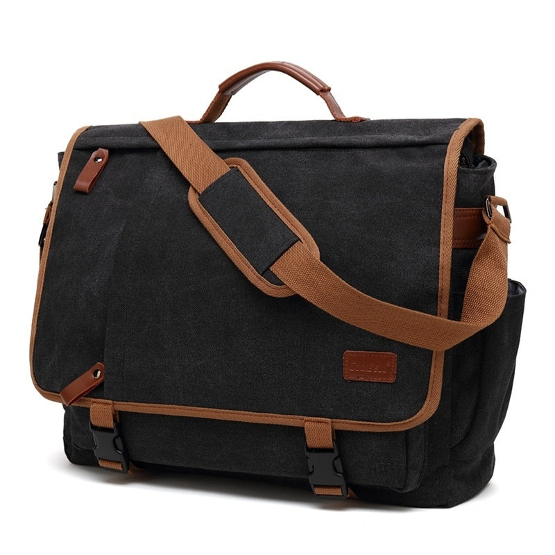 mens canvas waterproof large capacity shoulder bag