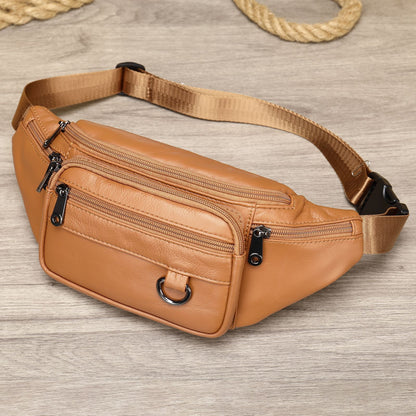 mens sheepskin mobile phone waist bag sports leisure