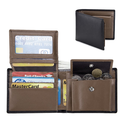 Soft Cowhide Trifold Wallet Men's Multi-functional