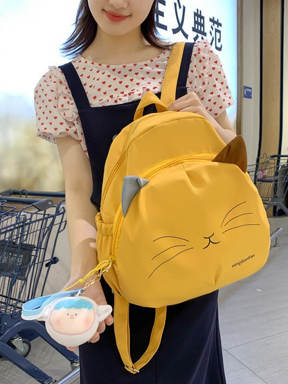 cartoon young girl cute sister backpack