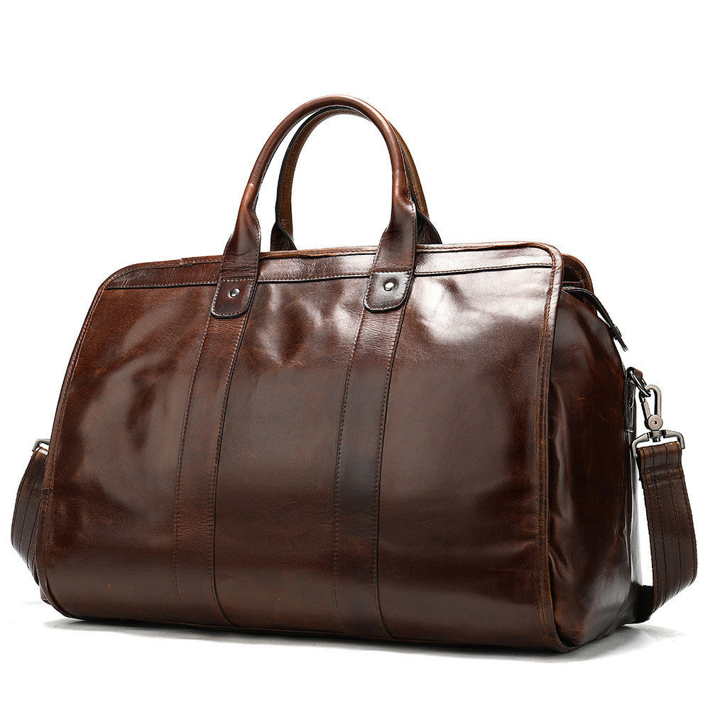 first layer cowhide retro large capacity travel bag