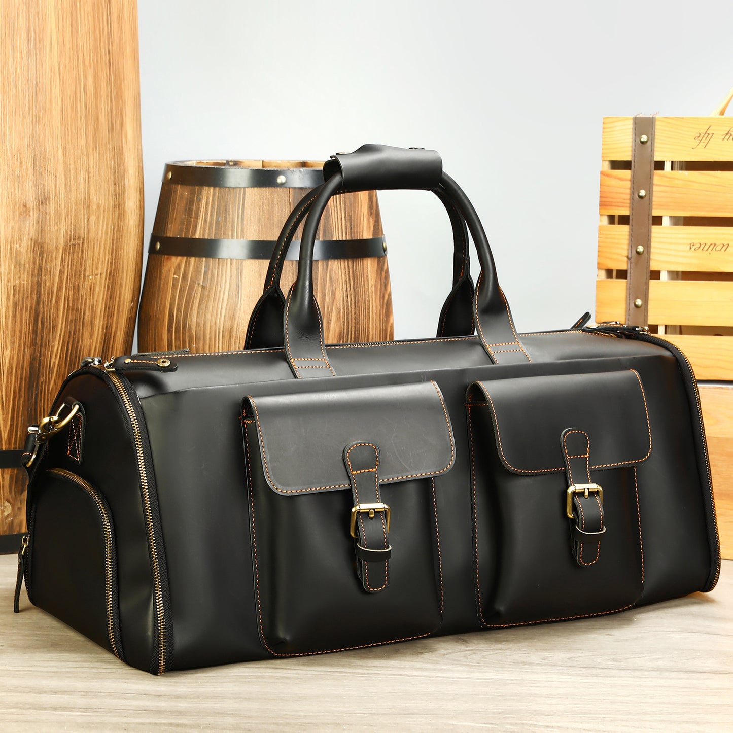 leather handheld portable travel bag