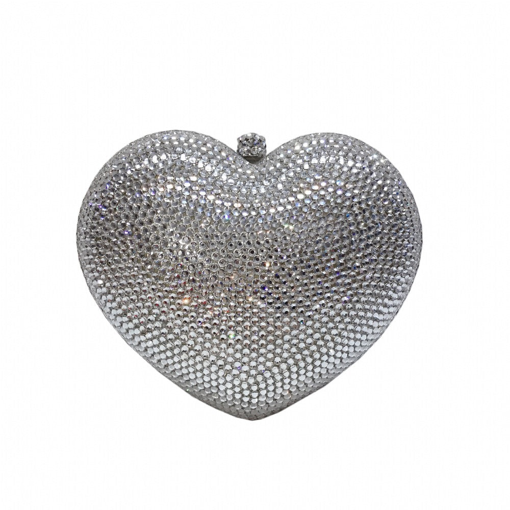 red peach heart shaped diamond dinner bag