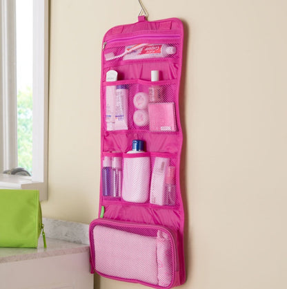 travel foldable hanging makeup organizer bag portable toilet cosmetic bag storage organiser for outdoor camping