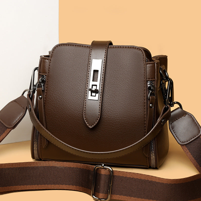 soft leather bucket large capacity handbag crossbody bag
