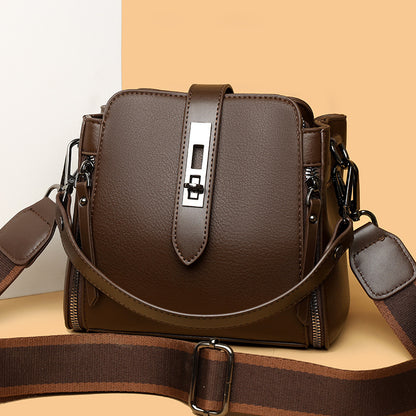 soft leather bucket large capacity handbag crossbody bag