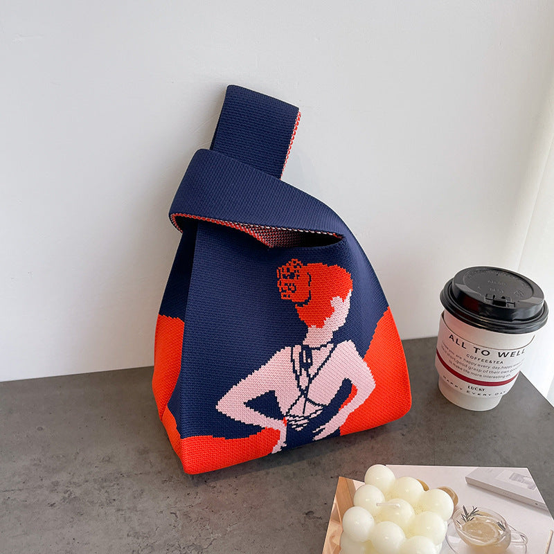 Cute Cartoon Wool Kitty Knitted Bag Women's Off-street Handbag