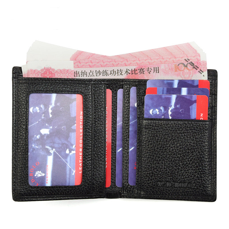 mens leather wallets ultra thin first layer cowhide short wallet