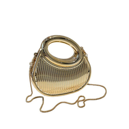 European And American-style Fashion Contrast-color Embossed Crescent-chain Shouldercrossbody Bag