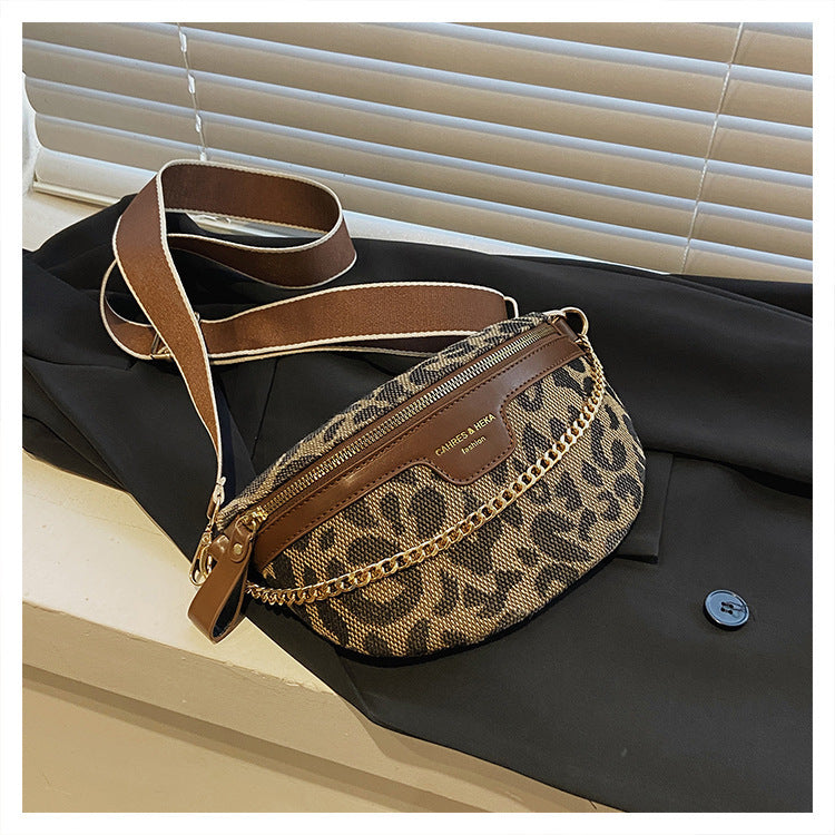 womens retro fashion leopard print shoulder bag