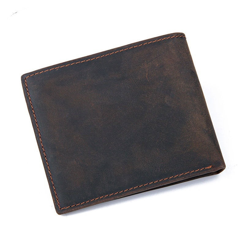 vintage mens wallet top layer crazy horse skin multifunction