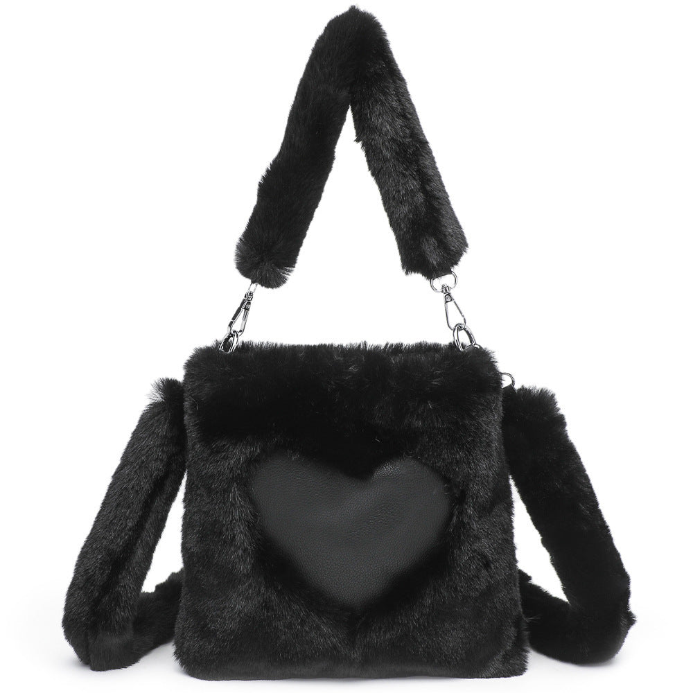 women fluffy shoulder bag top handle bag female autumn winter handbag plush tote girls fashion shopping bags handbags for women