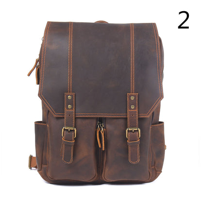 mens retro backpack student school bag large capacity leather backpack