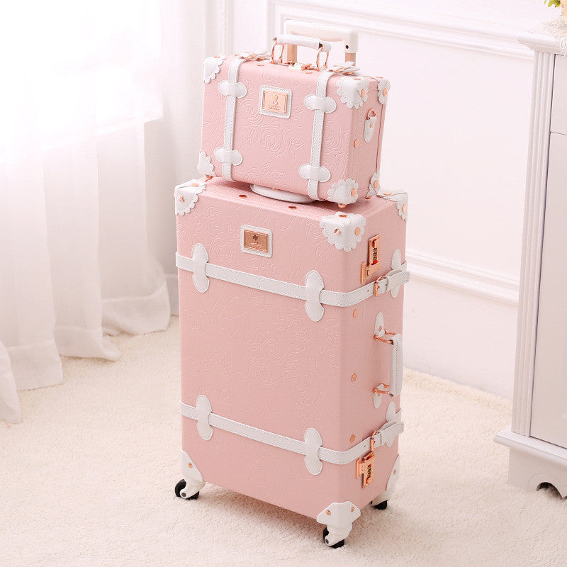 retro ladies luggage trolley suitcase