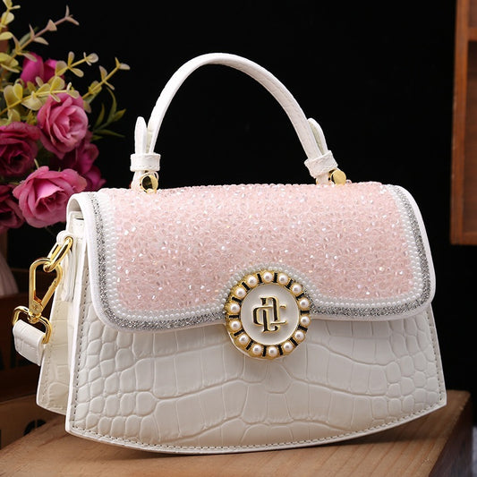 fashion new patent leather diamond portable shoulder bag