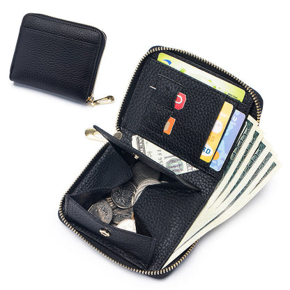 womens leather multi functional short wallet