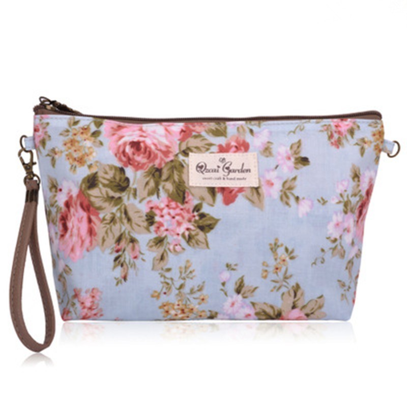 waterproof floral cosmetic bag