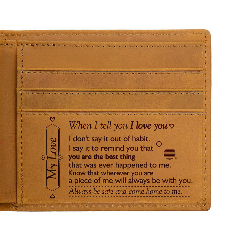 mens horse leather leather lettering laser label wallet