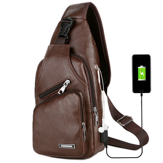 usb portable charging chest bag messenger bag