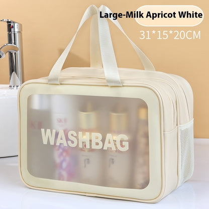 dry wet separation double layer transparent pu cosmetic bag portable wash bag