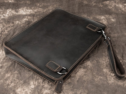 mens business leather shoulder bag