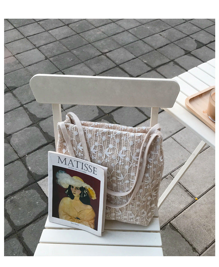 straw lace shoulder bag handbag bucket shopping bag