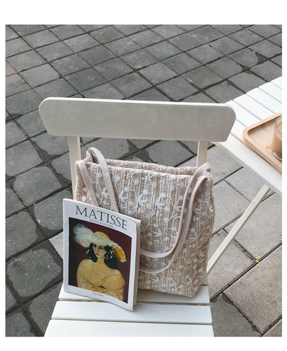 straw lace shoulder bag handbag bucket shopping bag