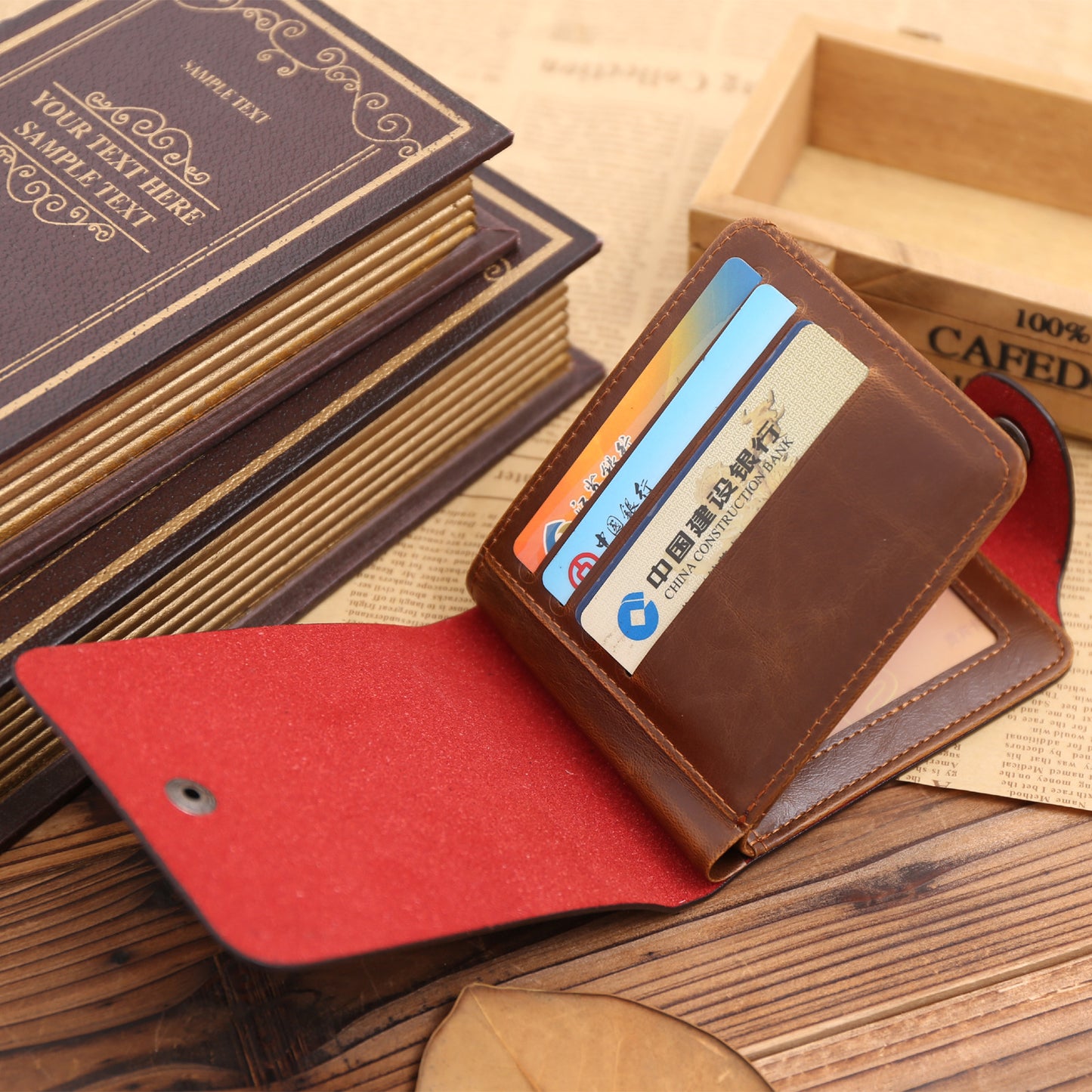 tri fold retro casual wallet card holder