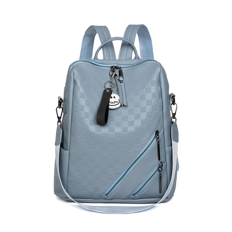 fashion checkerboard backpack casual shoulder bag all match shopping travel bags for women