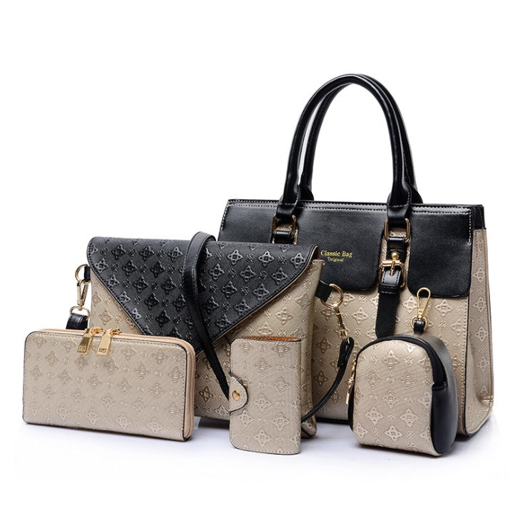 a set of luxury leather handbags black