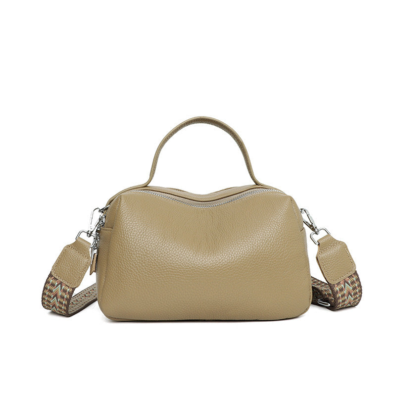 First Layer Cowhide Leather Single-shoulder Bag Summer New Classic Double Pull Large Capacity