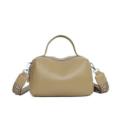 First Layer Cowhide Leather Single-shoulder Bag Summer New Classic Double Pull Large Capacity