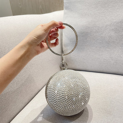 womens fashion round ball rhinestone dinner bag