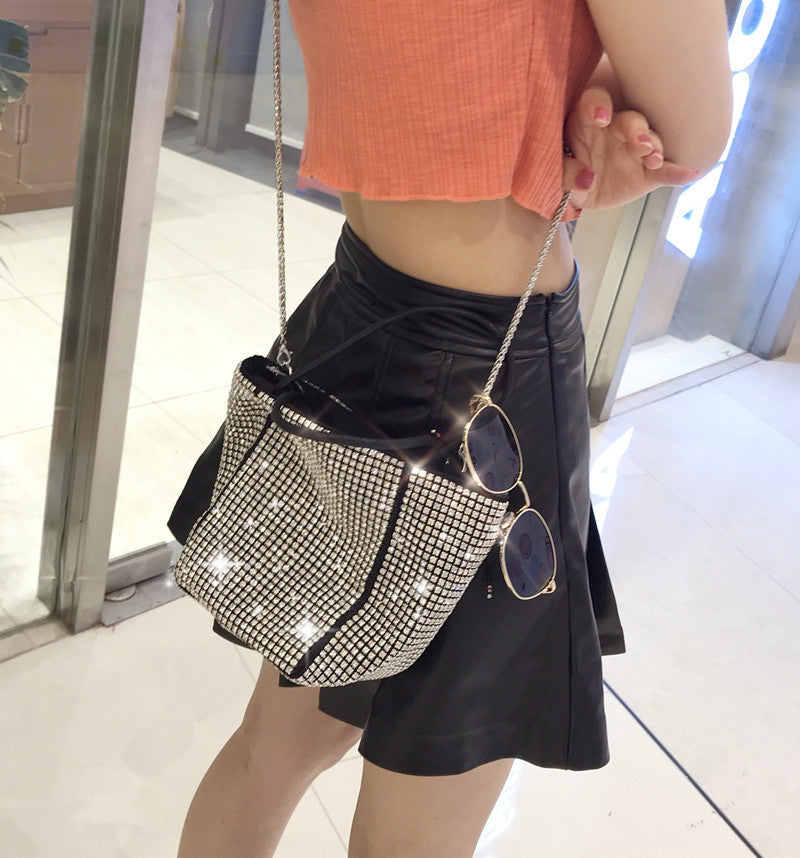 new style shoulder bag female bag flash diamond dumpling bag rhinestone bag