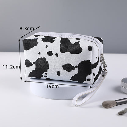 cow pattern waterproof handbag makeup bag cosmetic travel bag