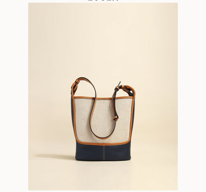 contrasting canvas bucket bag