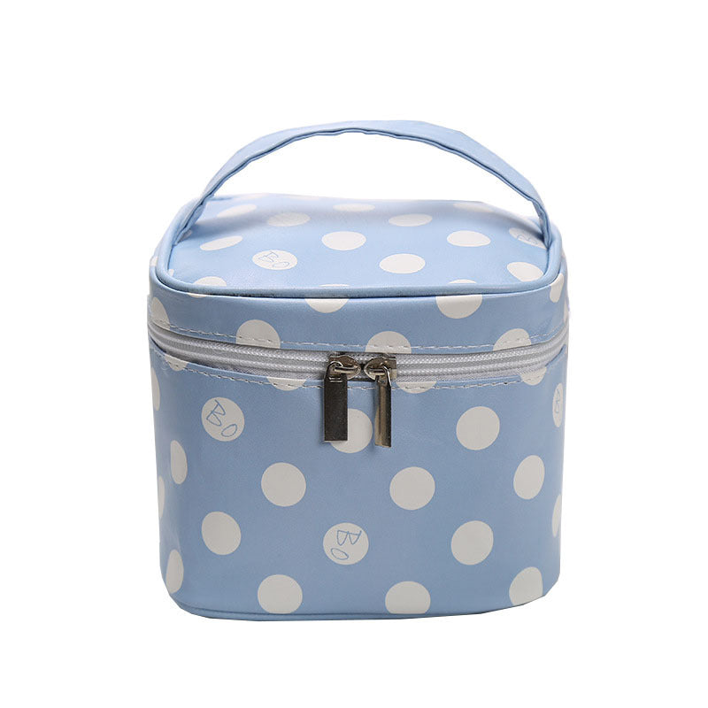 pu print portable cosmetic bag polka dot wash