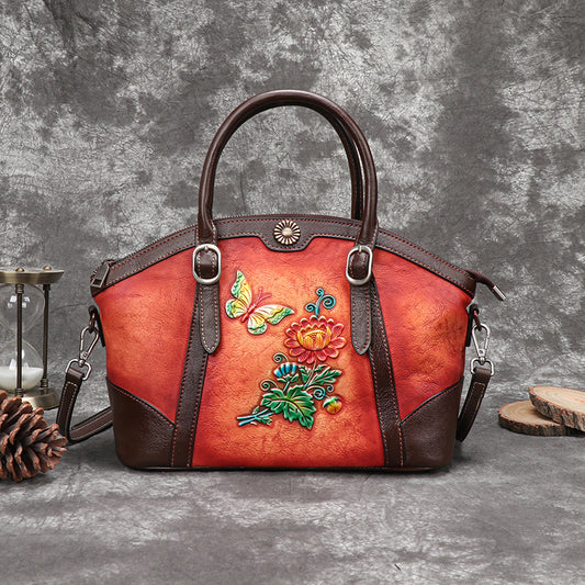 hand rubbed three dimensional relief retro female bag