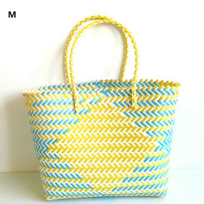 woven portable striped color matching beach fashion womens bag