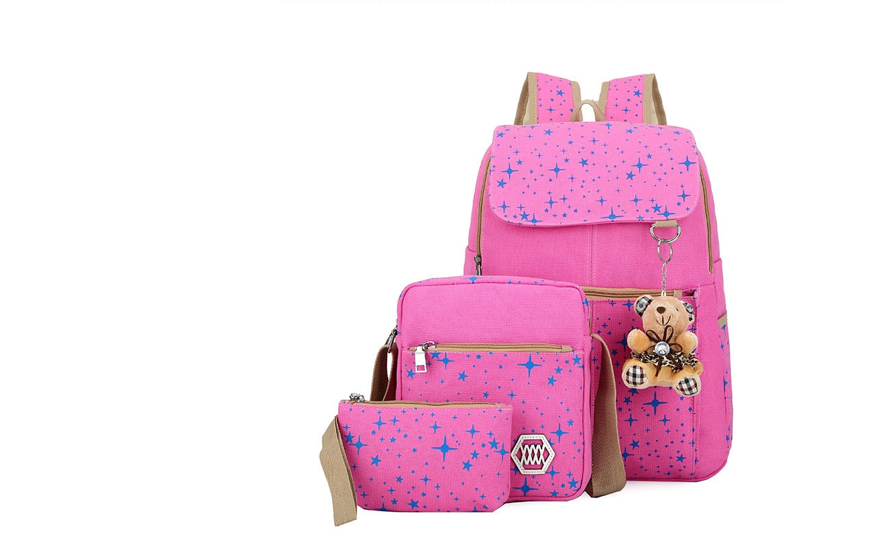 backpack female tide middle school student bag cute canvas printing backpack leisure street college wind bag