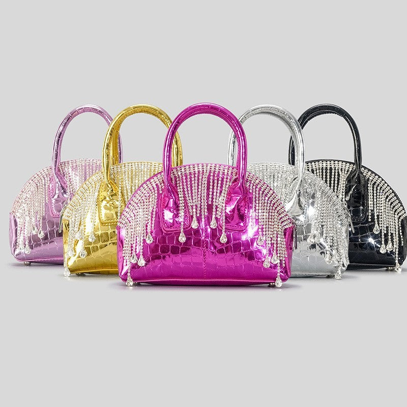 fashion shiny surface chain shoulder messenger bag