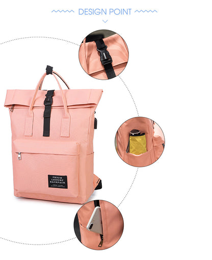 oxford large capacity schoolbag female student usb charging port korean fashion backpack multifunctional outdoor travel bag