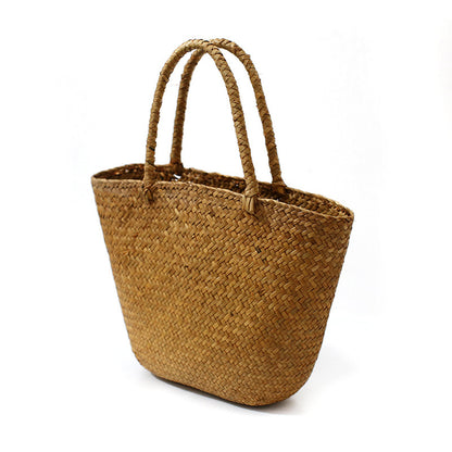 vegan natural rattan tote bag