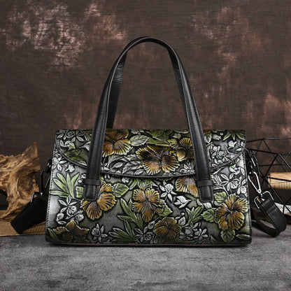 genuine leather womens bag retro portable shoulder