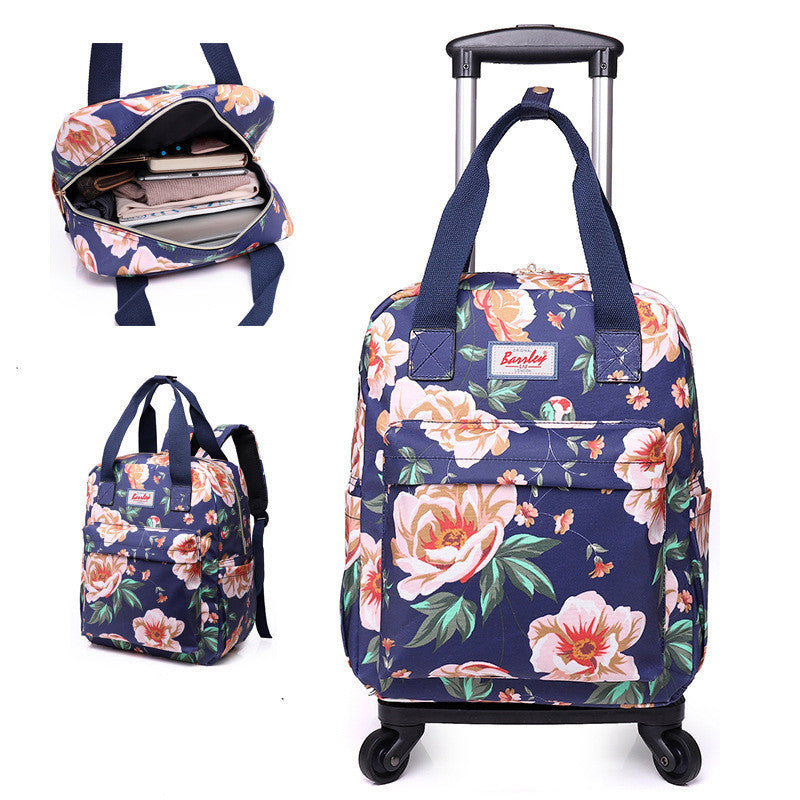 mini printed folding trolley bag detachable dual purpose backpack