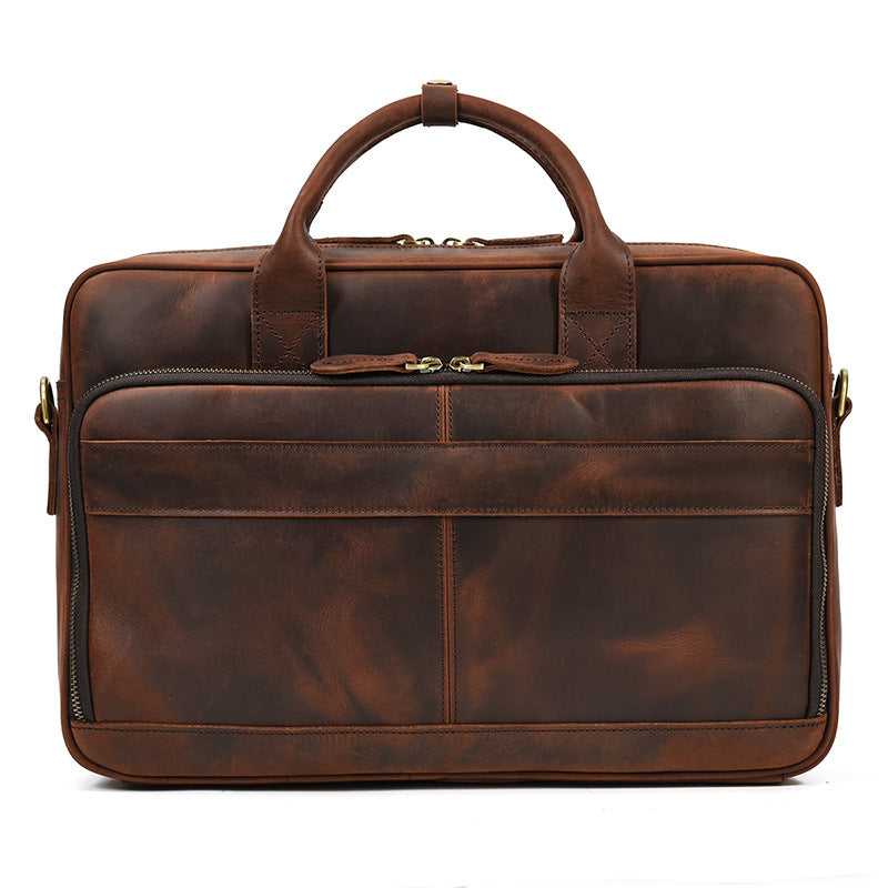 mens first layer cowhide portable briefcase