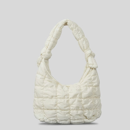 simple quilted bubble texture cloud pleated handbag for women